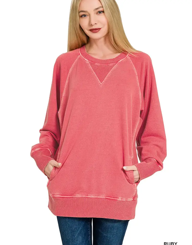 Pigment Dyed French Terry Pullover with Pockets