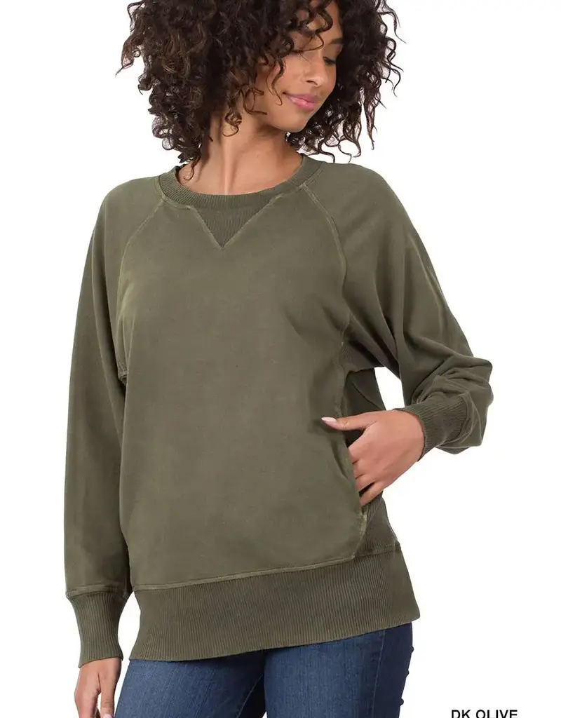 Pigment Dyed French Terry Pullover with Pockets