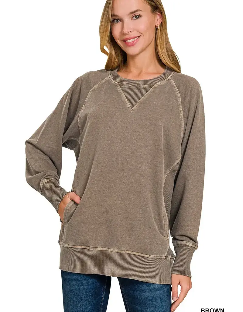 Pigment Dyed French Terry Pullover with Pockets