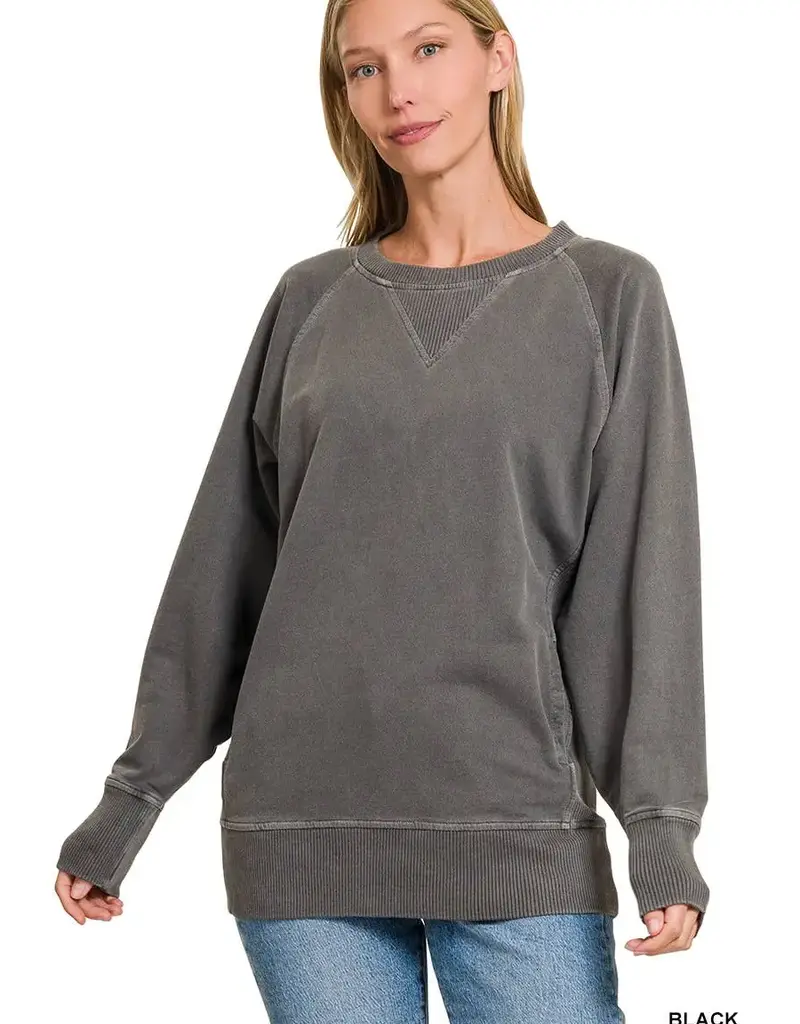 Pigment Dyed French Terry Pullover with Pockets