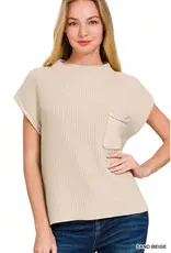 Mock Neck Short Sleeve Sweater