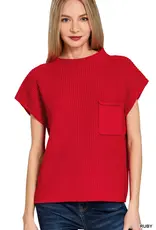 Mock Neck Short Sleeve Sweater