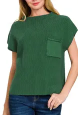 Mock Neck Short Sleeve Sweater