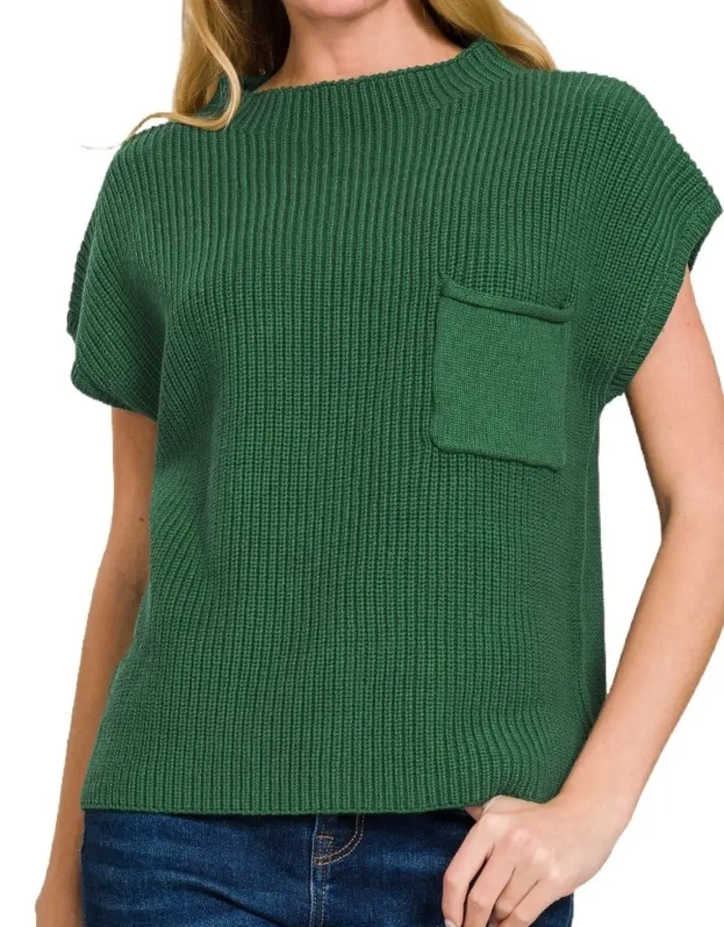 Mock Neck Short Sleeve Sweater