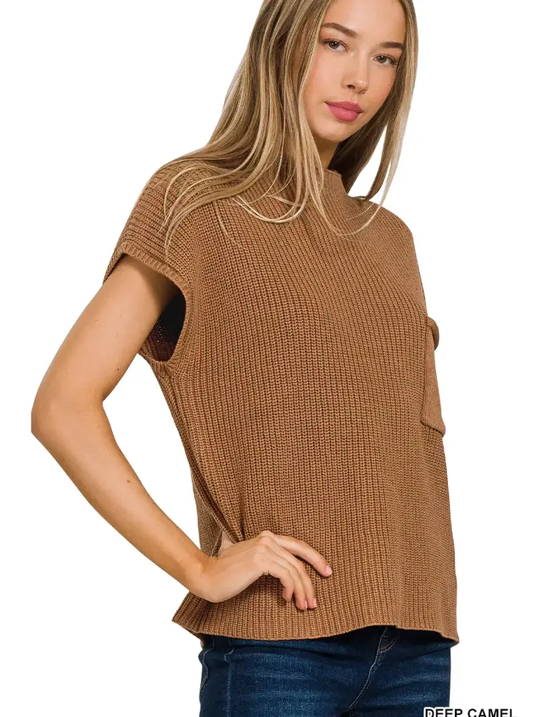 Mock Neck Short Sleeve Sweater