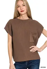 Mock Neck Short Sleeve Sweater