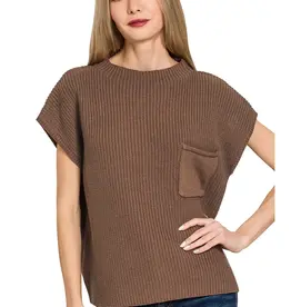 Mock Neck Short Sleeve Sweater