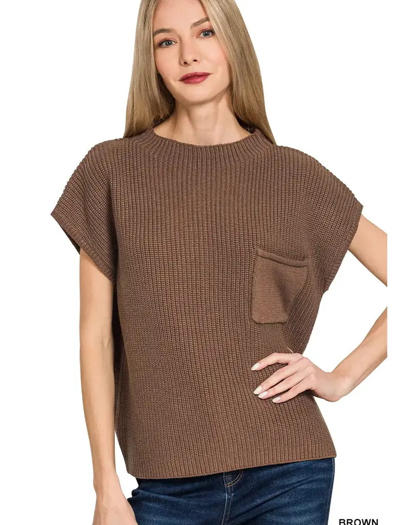 Mock Neck Short Sleeve Sweater