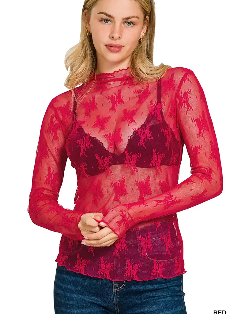 Lace See-Through Layering Top