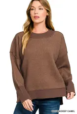 Exposed Seam Two Tone Sweater