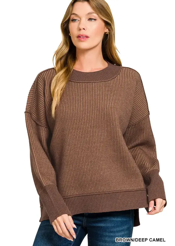 Exposed Seam Two Tone Sweater