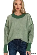 Exposed Seam Two Tone Sweater