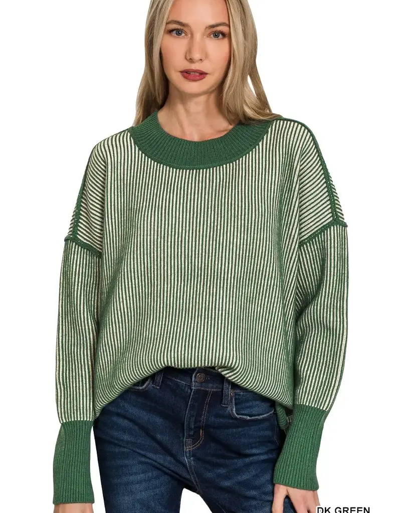 Exposed Seam Two Tone Sweater