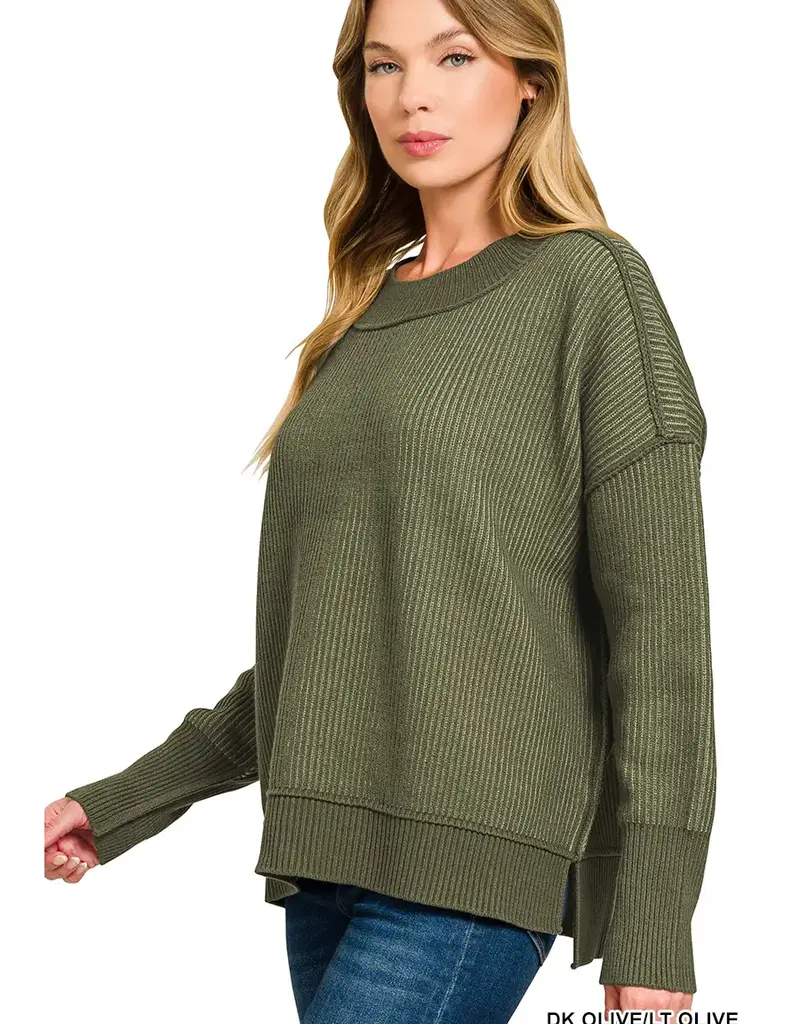 Exposed Seam Two Tone Sweater