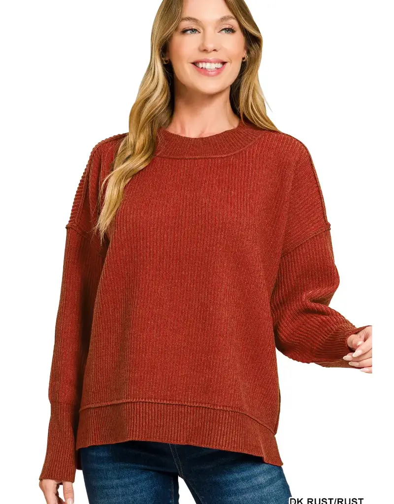 Exposed Seam Two Tone Sweater