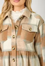 Peplum Fringe Plaid Jacket