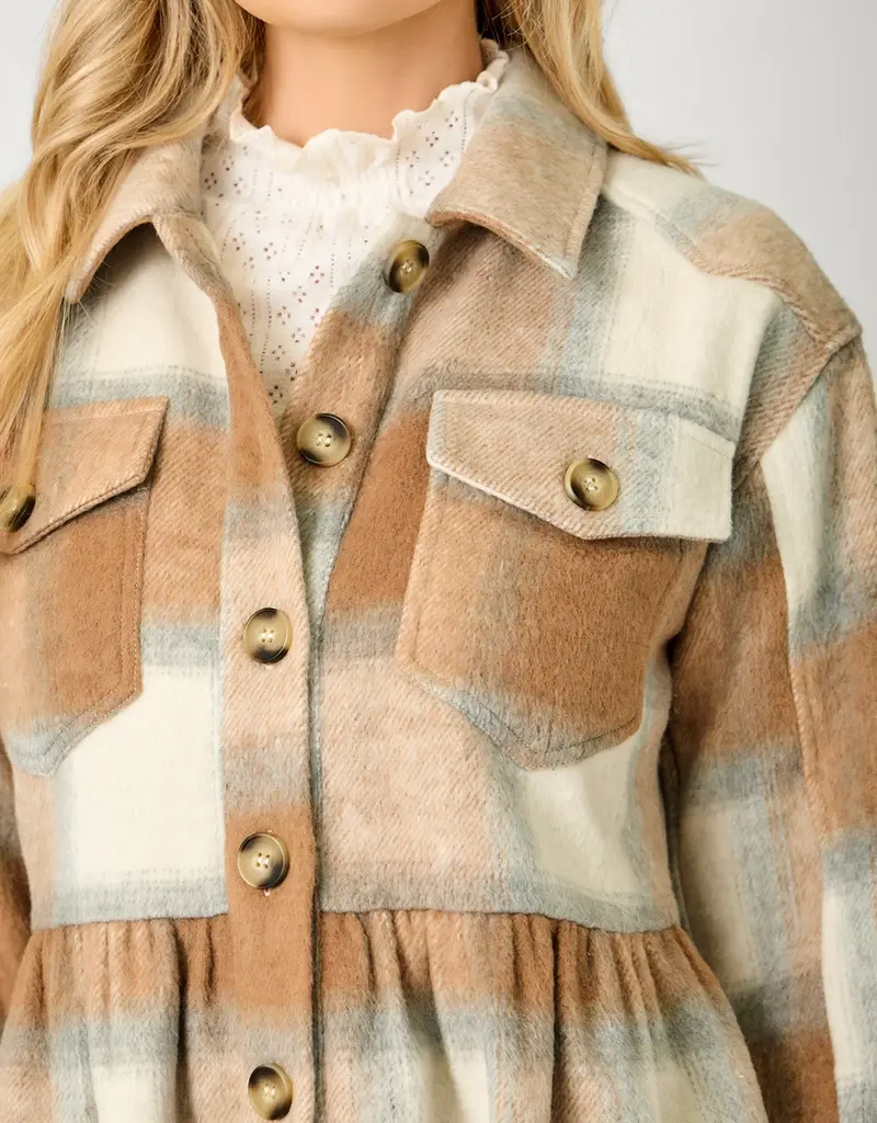 Peplum Fringe Plaid Jacket