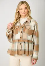 Peplum Fringe Plaid Jacket