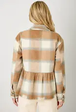 Peplum Fringe Plaid Jacket