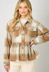 Peplum Fringe Plaid Jacket