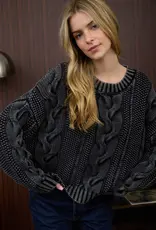 Chunky Washed Cable Knit Sweater