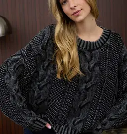 Chunky Washed Cable Knit Sweater