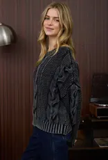 Chunky Washed Cable Knit Sweater