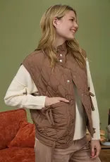 Quilted Puffer Vest With Tie Detail