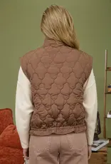 Quilted Puffer Vest With Tie Detail