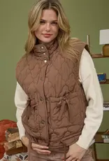 Quilted Puffer Vest With Tie Detail