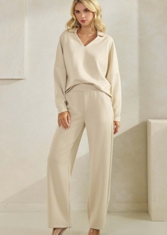 Elegant V-neck Top & Pant Set