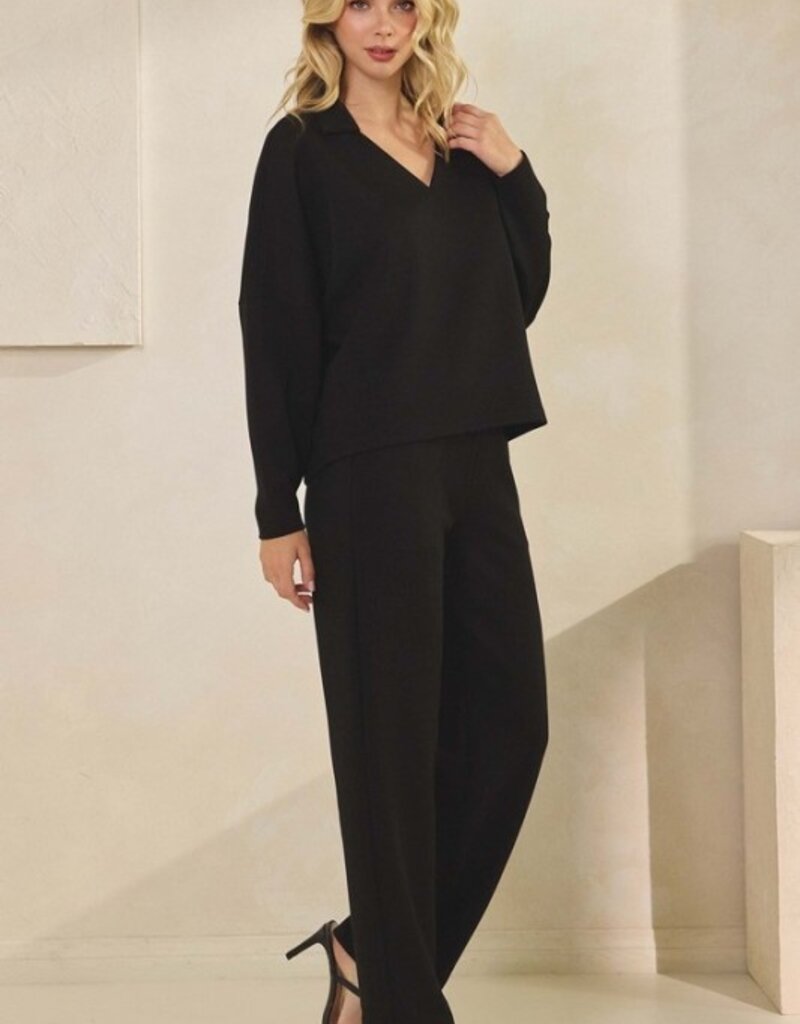 Elegant V-neck Top & Pant Set