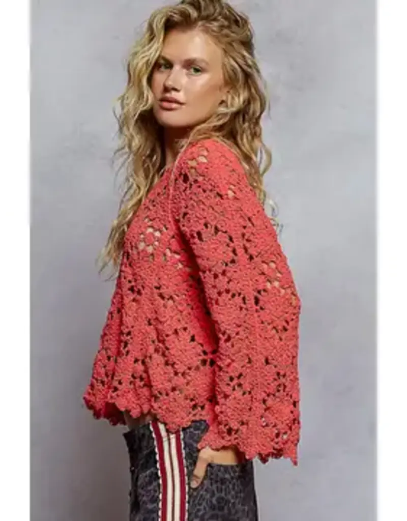 Textured Chenille Sweater Crochet Top