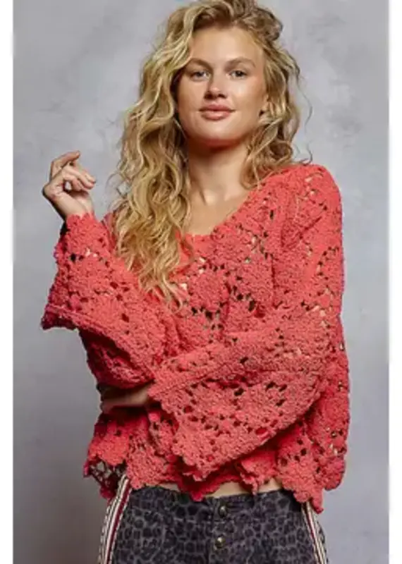 Textured Chenille Sweater Crochet Top