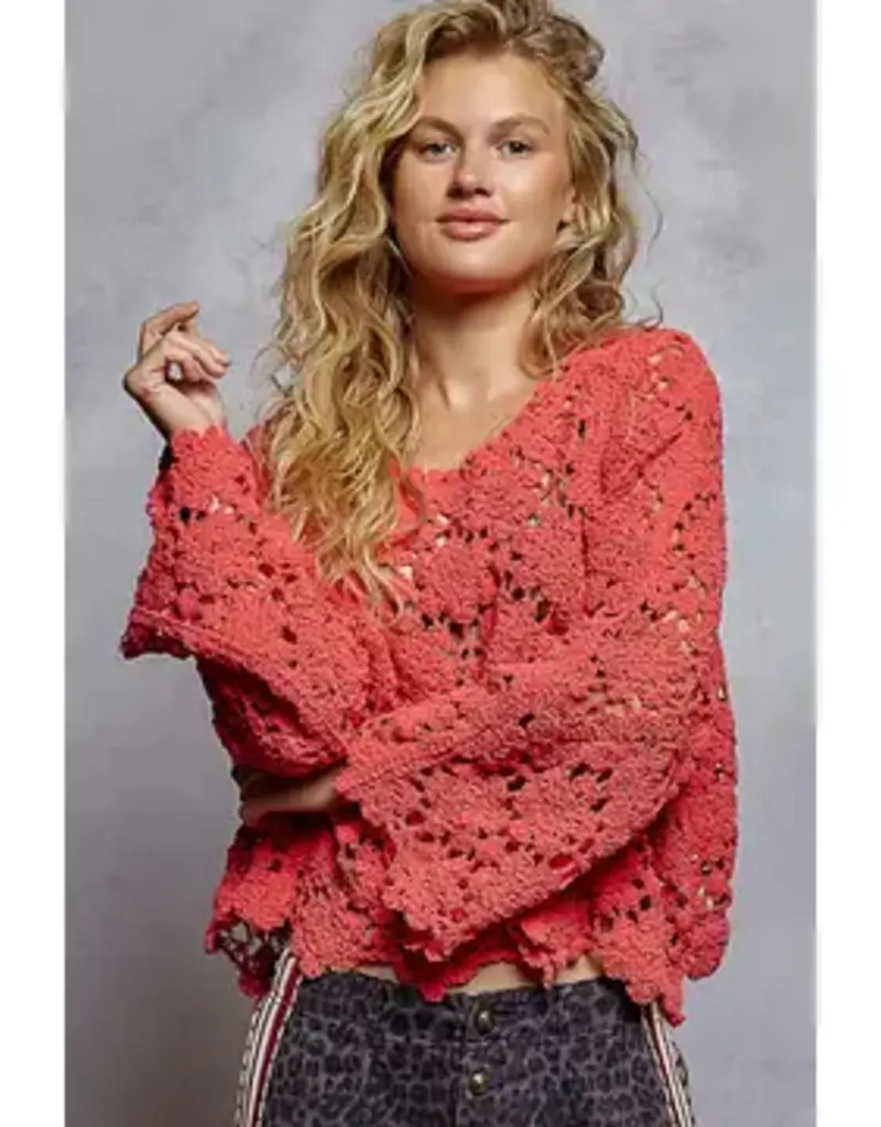 Textured Chenille Sweater Crochet Top