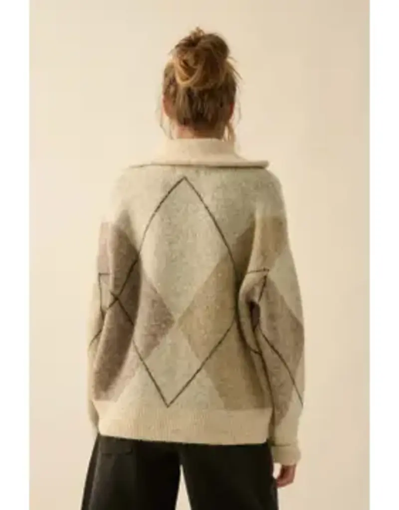 Argyle Plaid Knit Sweater