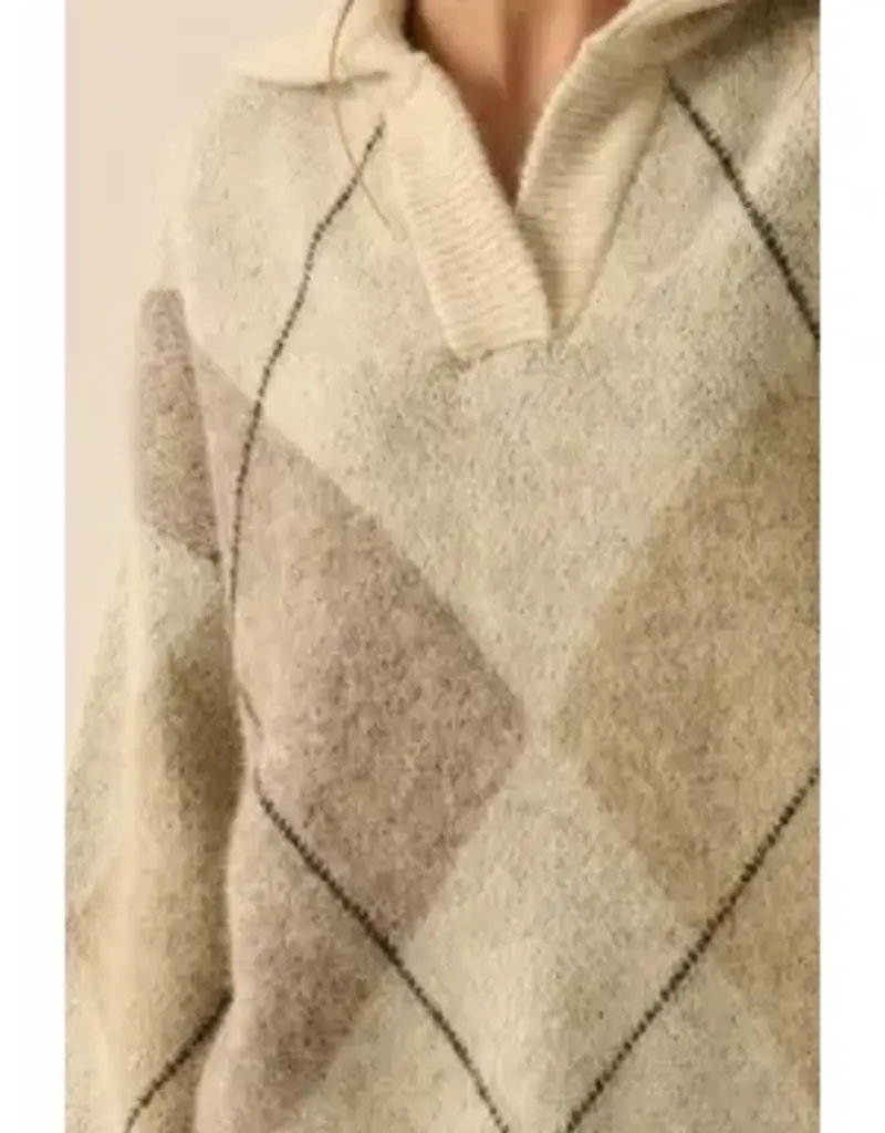 Argyle Plaid Knit Sweater