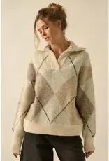 Argyle Plaid Knit Sweater