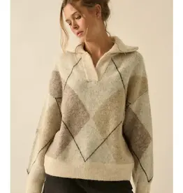 Argyle Plaid Knit Sweater