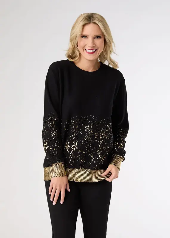 Tinlee Sweater with Metallic Splatter - Holiday