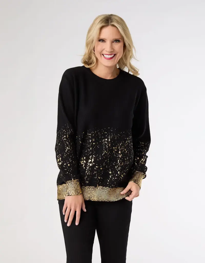 Tinlee Sweater with Metallic Splatter - Holiday
