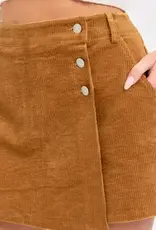 Corduroy Skort With 3 Button Detail