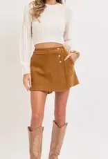 Corduroy Skort With 3 Button Detail
