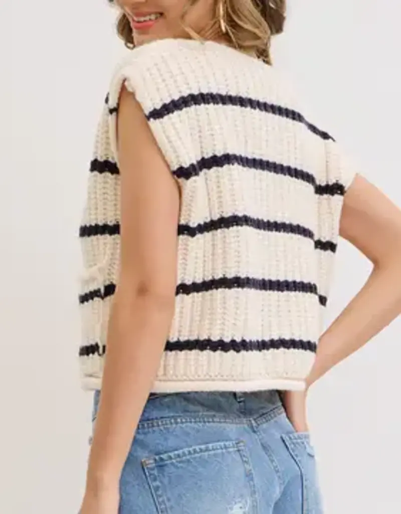 Stripe Sweater Knit Sleeveless Top