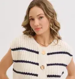 Stripe Sweater Knit Sleeveless Top