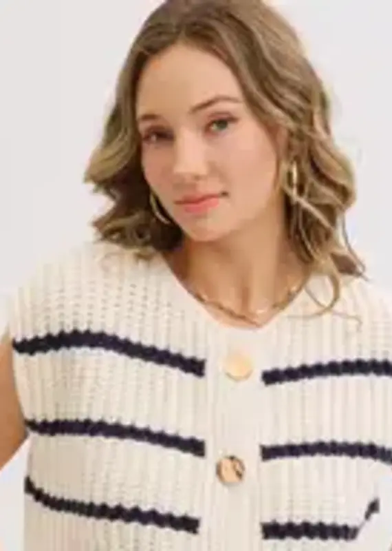 Stripe Sweater Knit Sleeveless Top