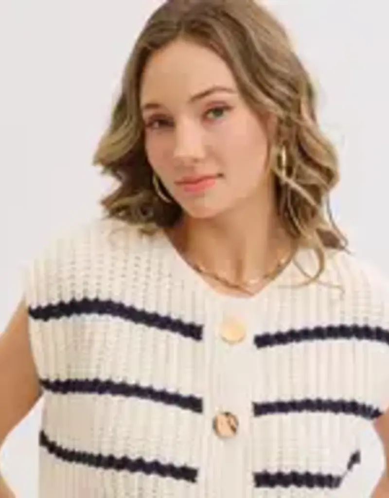 Stripe Sweater Knit Sleeveless Top