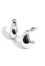 RE2641 Crescent Shaped Stud Earring - Silver