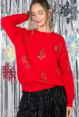 Sequin Tree  Applique Holiday Sweater
