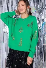 Sequin Tree  Applique Holiday Sweater